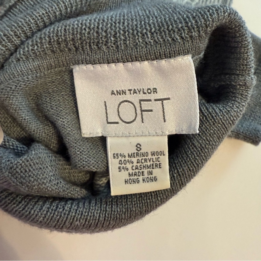 Ann Taylor Loft Vintage Wool Cashmere Blend Long Sleeve Gray Fair Isle Sweater - Picture 5 of 9
